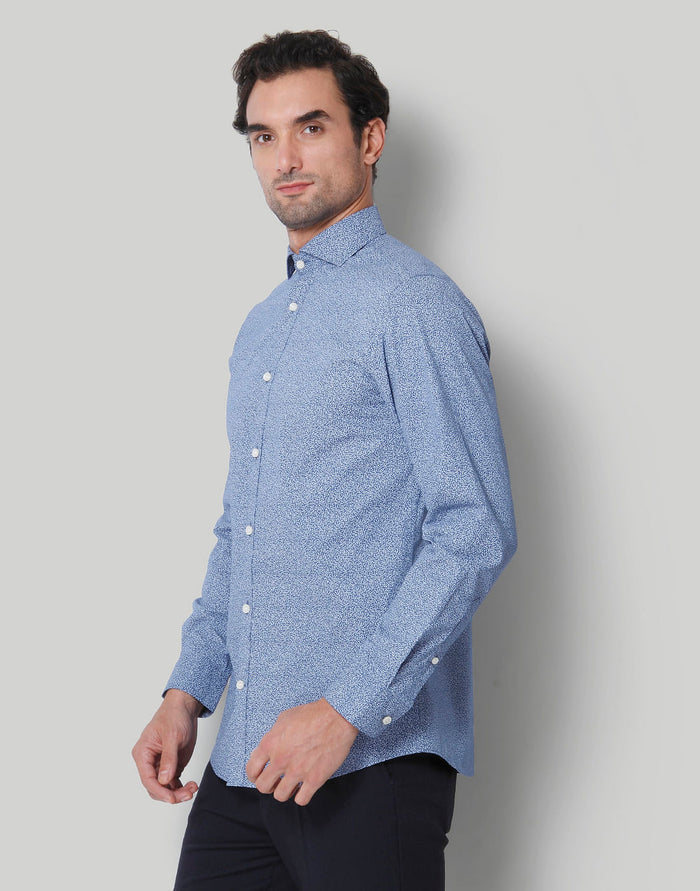 Blue Printed Full Sleeves Shirt