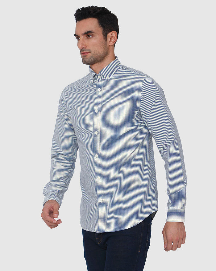 Blue Printed Full Sleeves Shirt