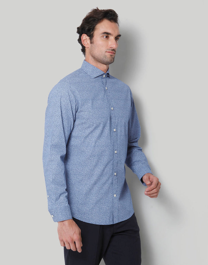 Blue Printed Full Sleeves Shirt