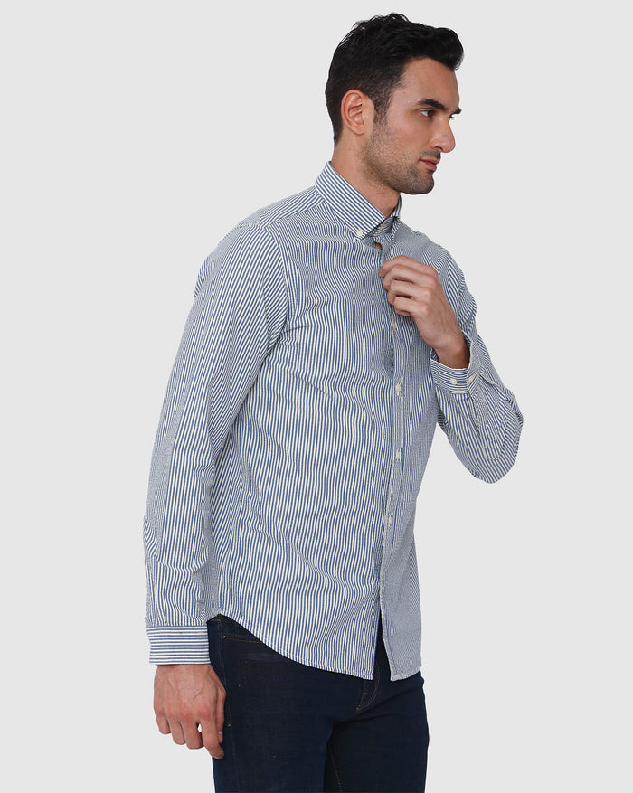 Blue Printed Full Sleeves Shirt