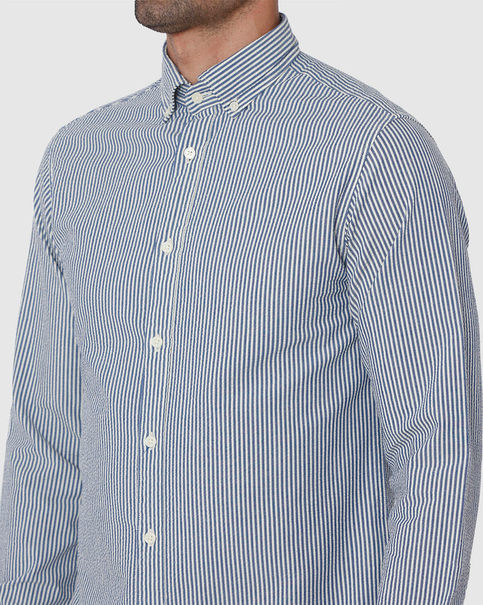 Blue Printed Full Sleeves Shirt