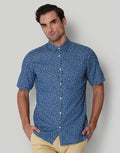 Blue Printed Short Sleeves Shirt
