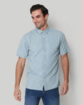 Blue Printed Short Sleeves Shirt