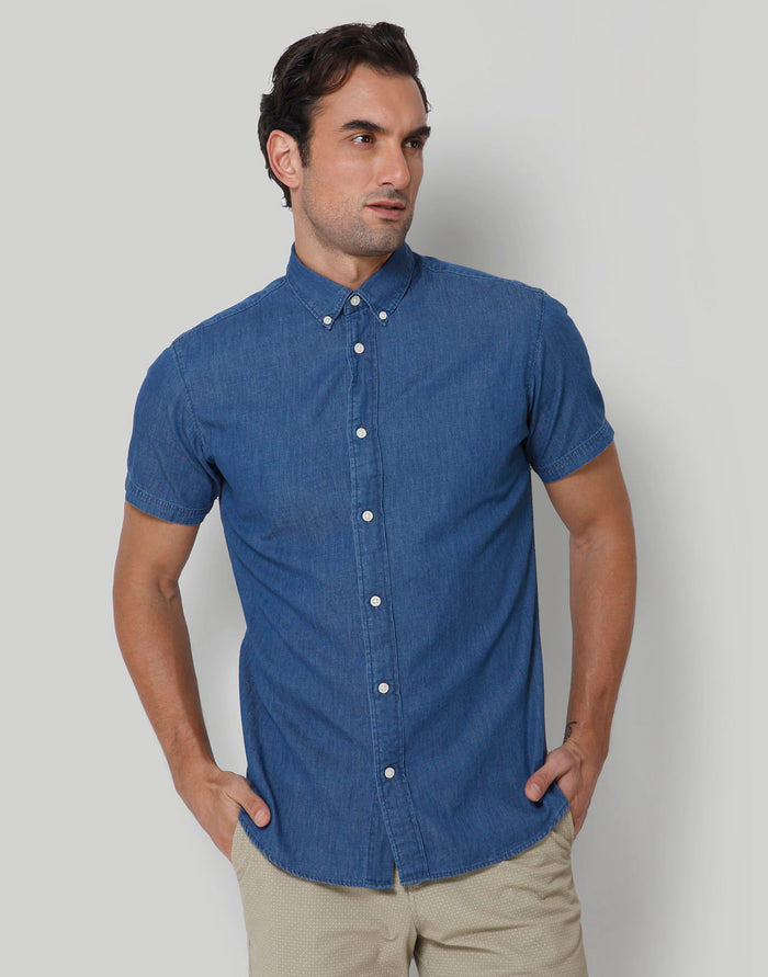 Blue Short Sleeves Shirt
