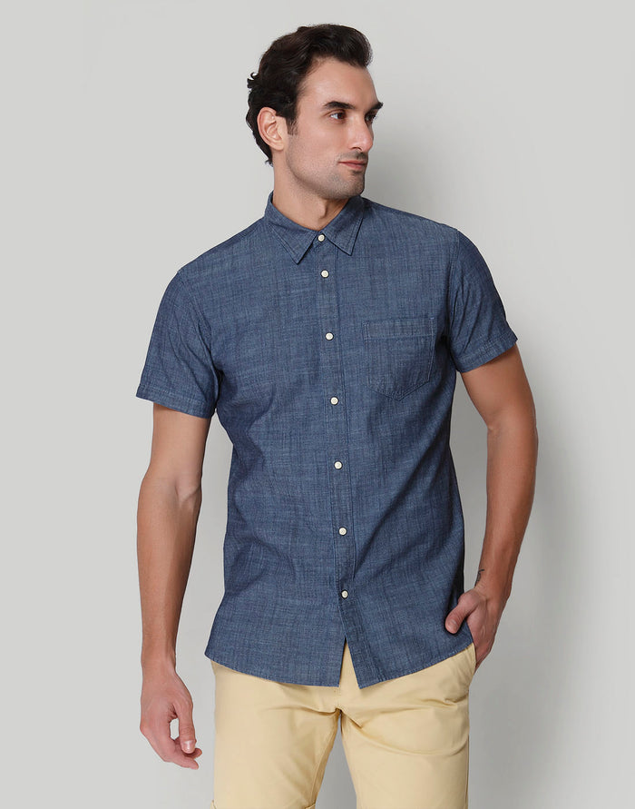 Blue Short Sleeves Shirt