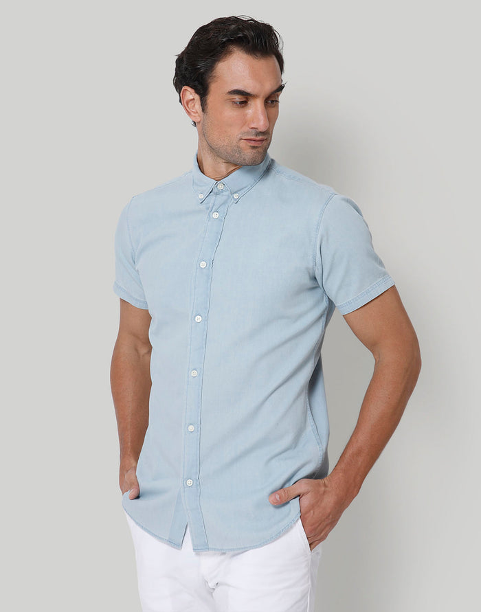 Blue Short Sleeves Shirt