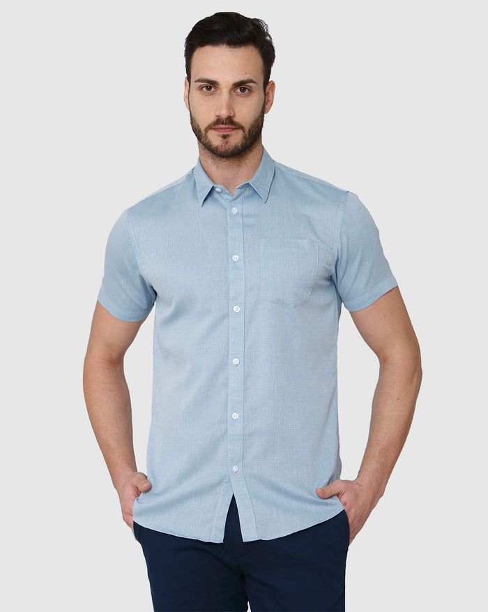 Blue Short Sleeves Shirt