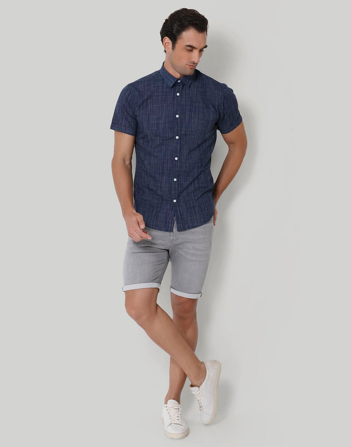Blue Short Sleeves Shirt