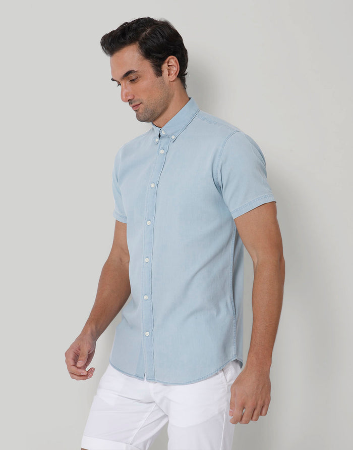 Blue Short Sleeves Shirt