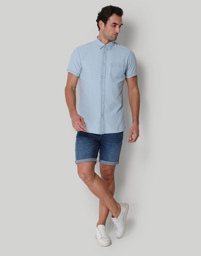 Blue Short Sleeves Shirt