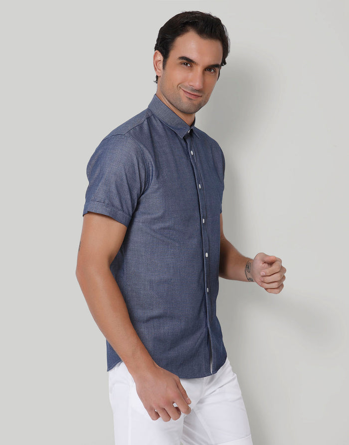 Blue Short Sleeves Shirt