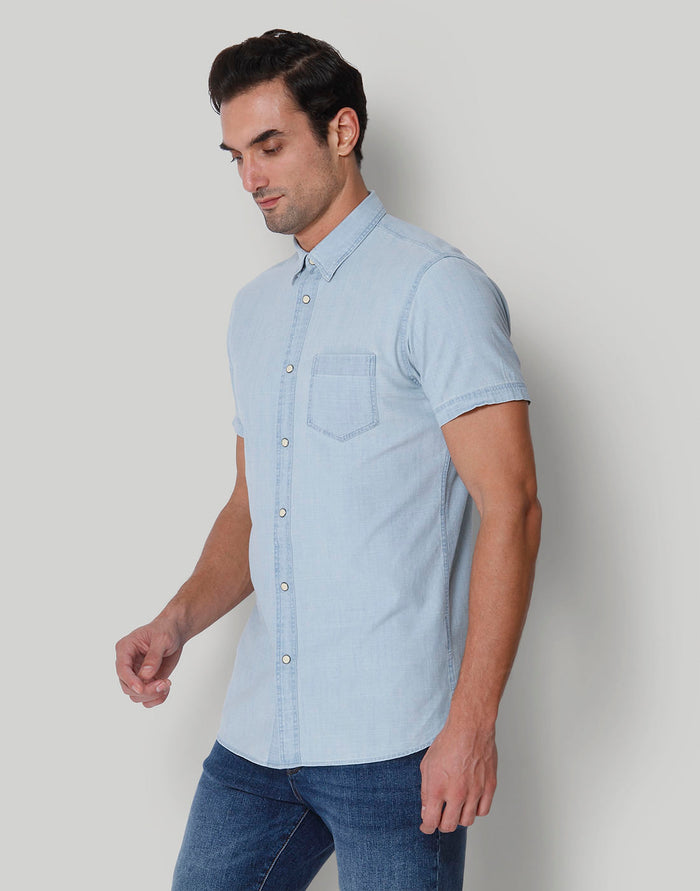 Blue Short Sleeves Shirt