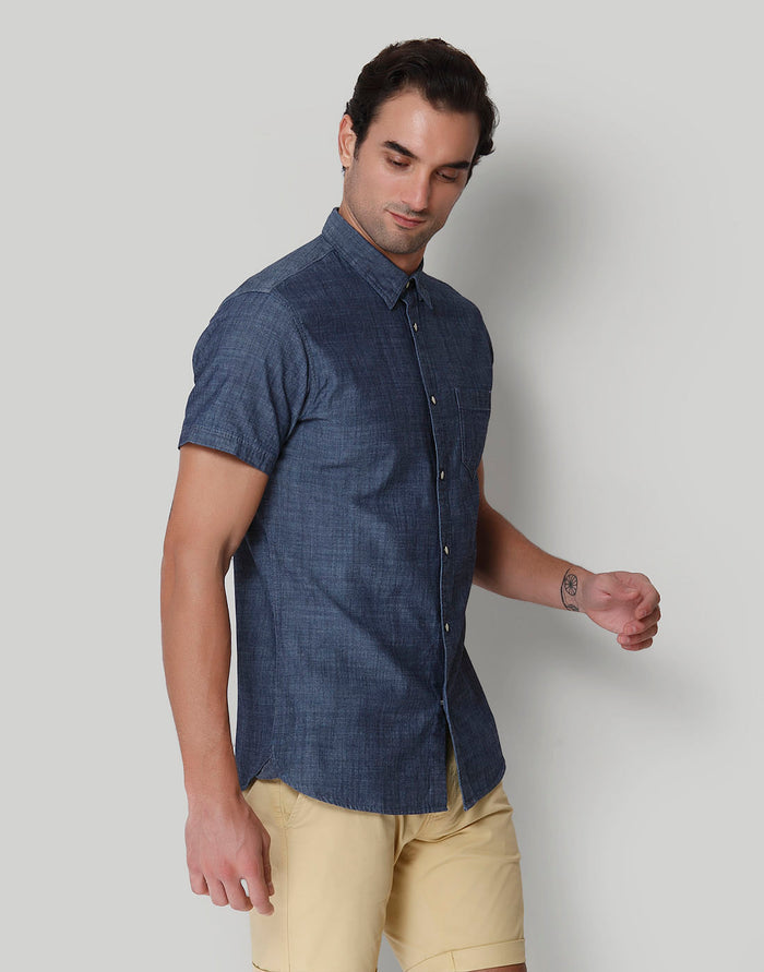 Blue Short Sleeves Shirt