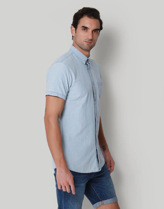 Blue Short Sleeves Shirt