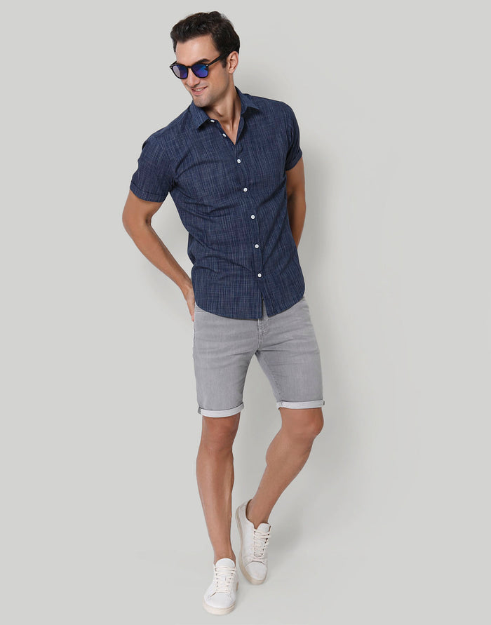 Blue Short Sleeves Shirt