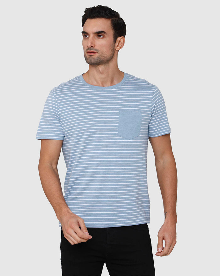 Blue Striped Crew Neck T-Shirt