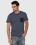 Blue Striped Crew Neck T-Shirt