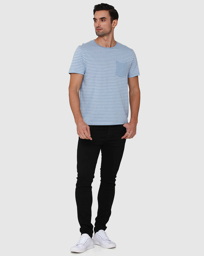 Blue Striped Crew Neck T-Shirt