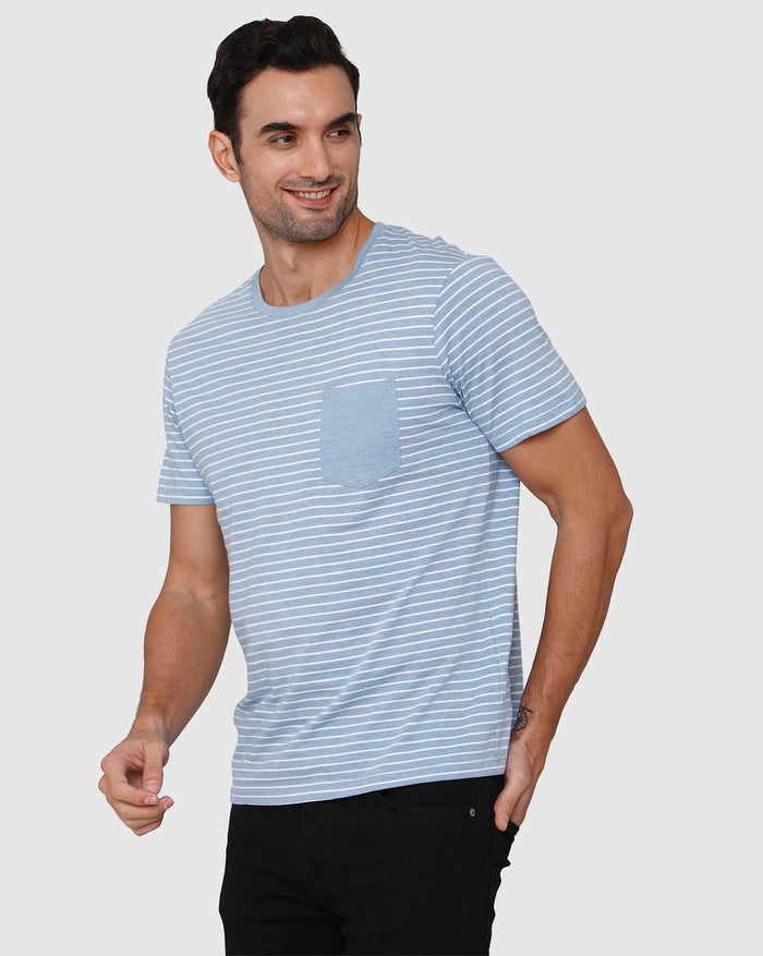 Blue Striped Crew Neck T-Shirt