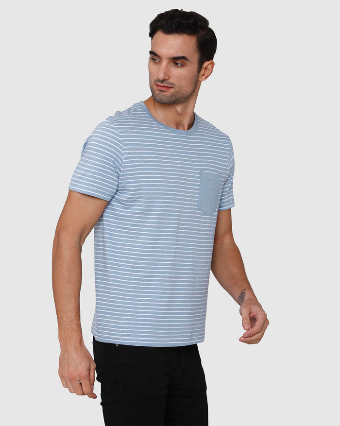 Blue Striped Crew Neck T-Shirt