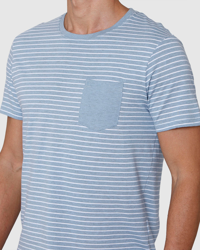 Blue Striped Crew Neck T-Shirt