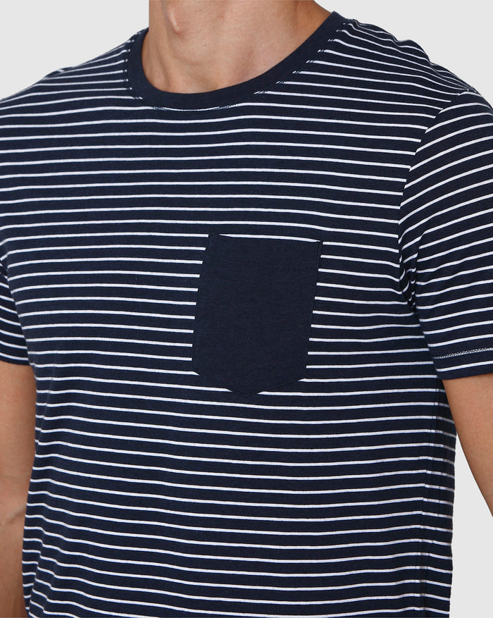 Blue Striped Crew Neck T-Shirt