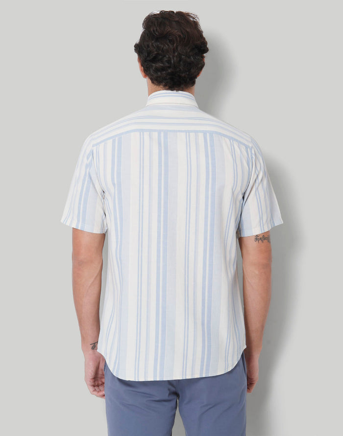 Blue Striped Short Sleeves Shirt