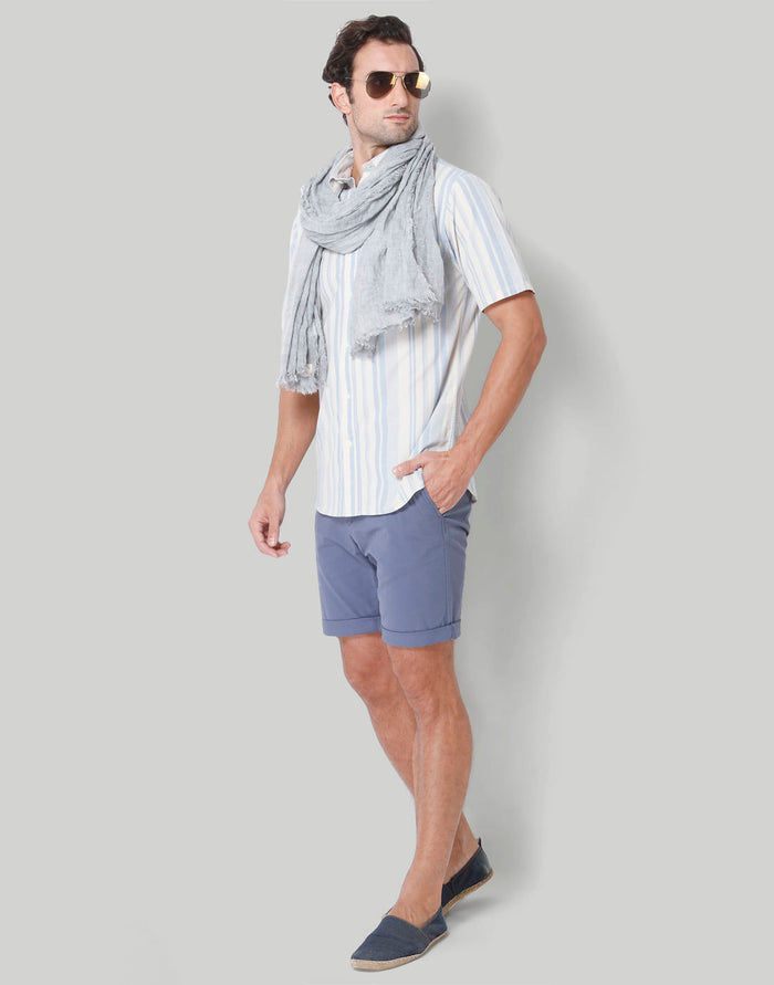 Blue Striped Short Sleeves Shirt