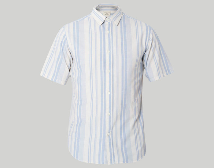 Blue Striped Short Sleeves Shirt