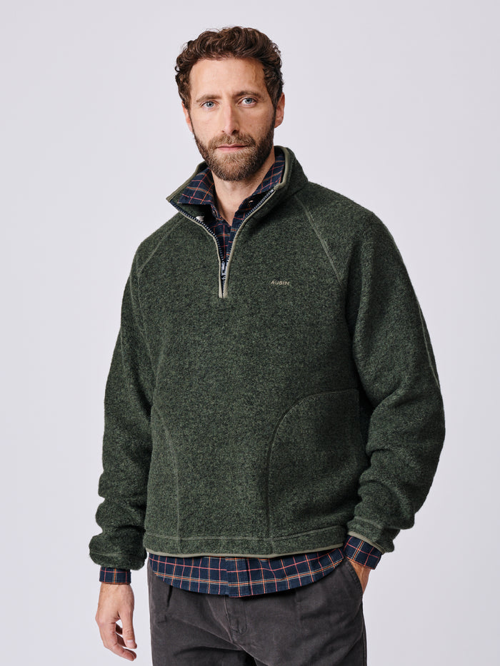 Aubin Khaki Bodmin Zip Neck Fleece | Fleece