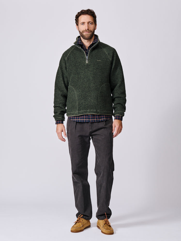 Aubin Khaki Bodmin Zip Neck Fleece | Fleece