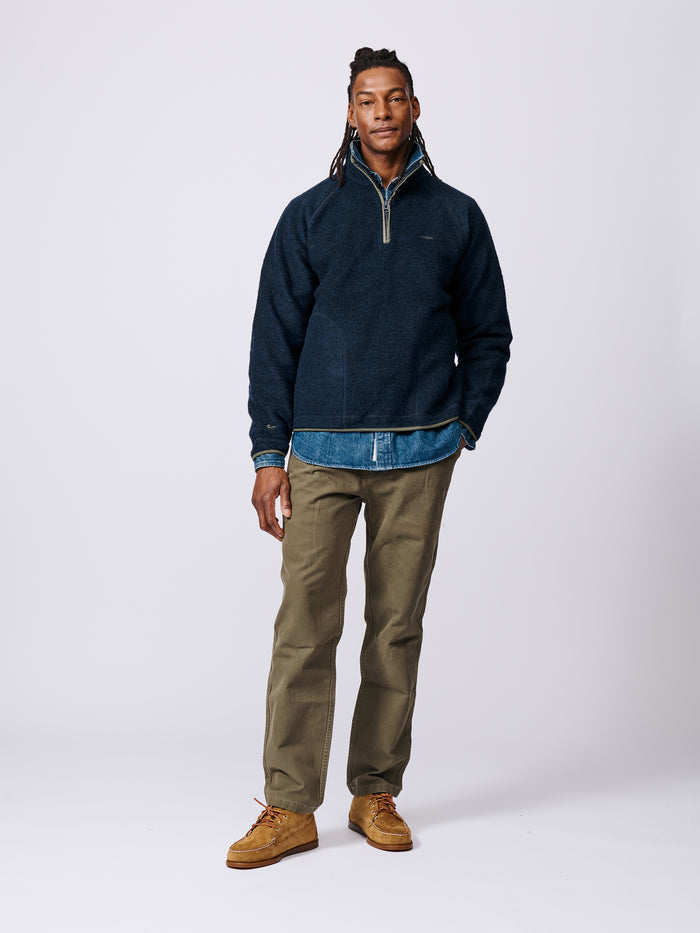 Aubin Navy Bodmin Zip Neck Fleece | Fleece