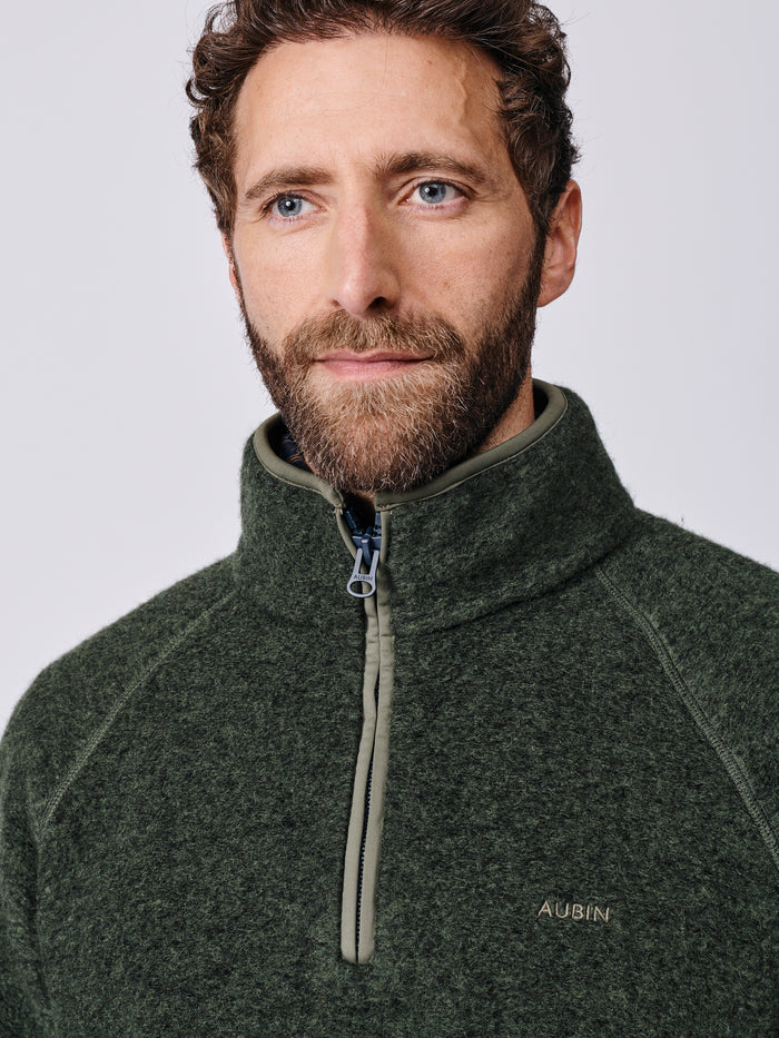 Aubin Khaki Bodmin Zip Neck Fleece | Fleece