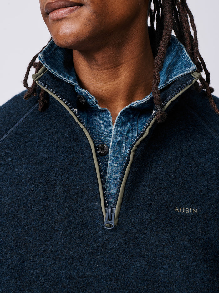 Aubin Navy Bodmin Zip Neck Fleece | Fleece