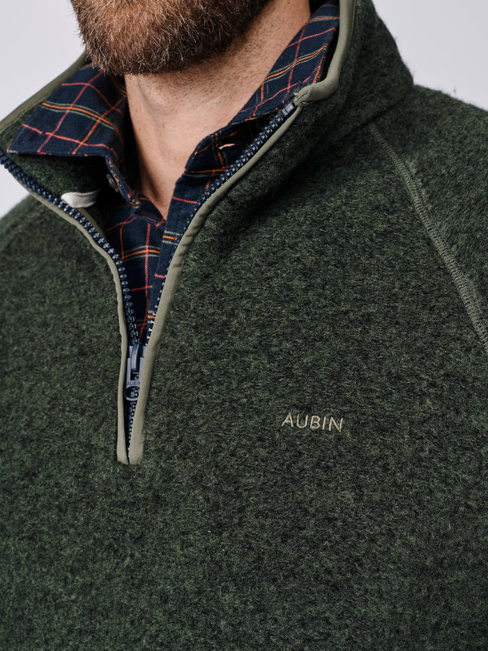 Aubin Khaki Bodmin Zip Neck Fleece | Fleece