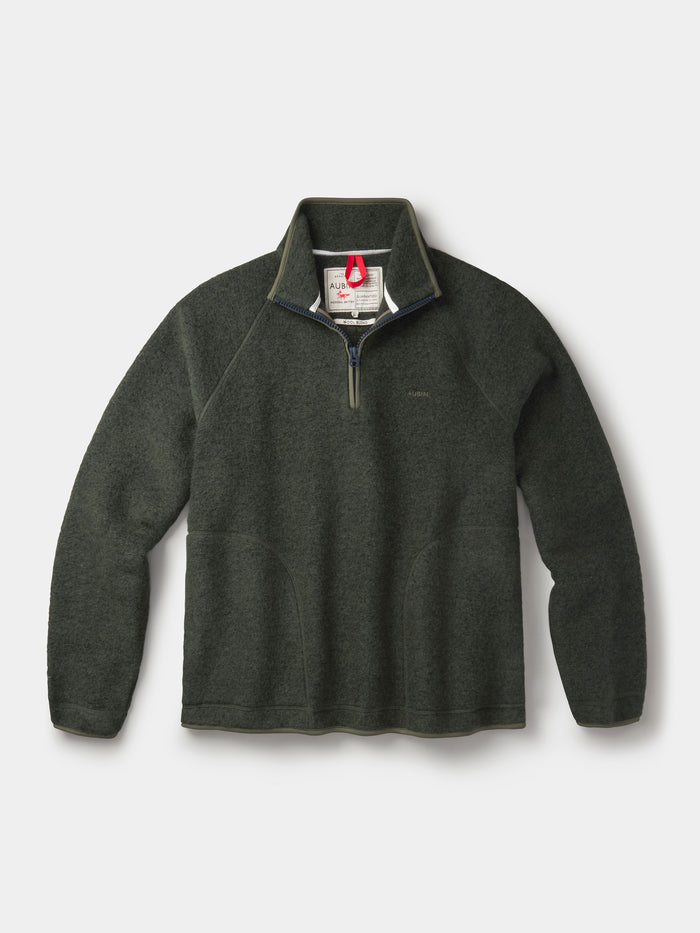 Aubin Khaki Bodmin Zip Neck Fleece | Fleece