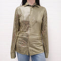 BOTTEGA VENETA GREEN SATIN SEQUIN BLOUSE - SIZE 38