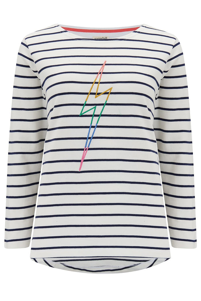 BRIGHTON JERSEY TOP (OFF WHITE/NAVY)
