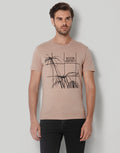 Brown Printed Crew Neck T-Shirt