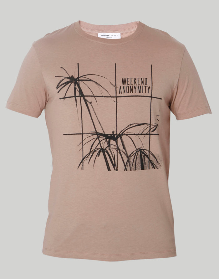 Brown Printed Crew Neck T-Shirt