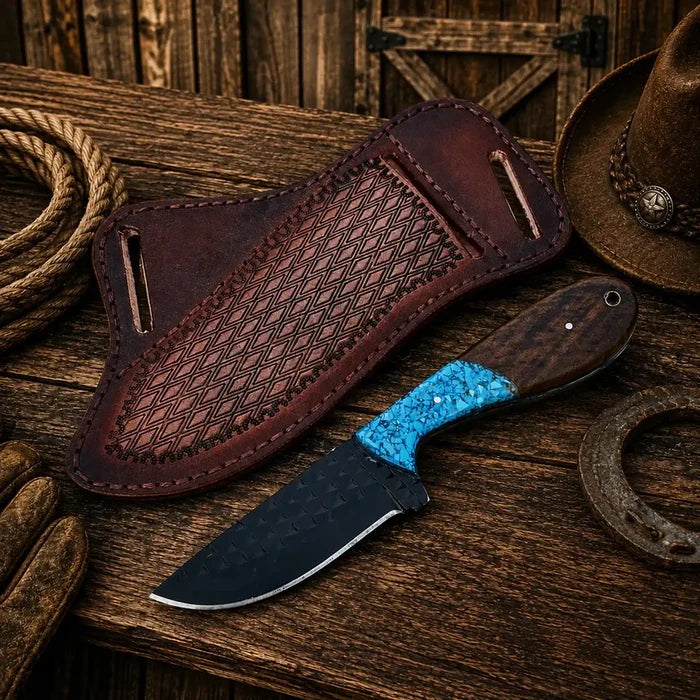 Buckaroo Knife with Turquoise Inlay – The Perfect Blend of Functionality and Artistry - RFE Marketing Ventures