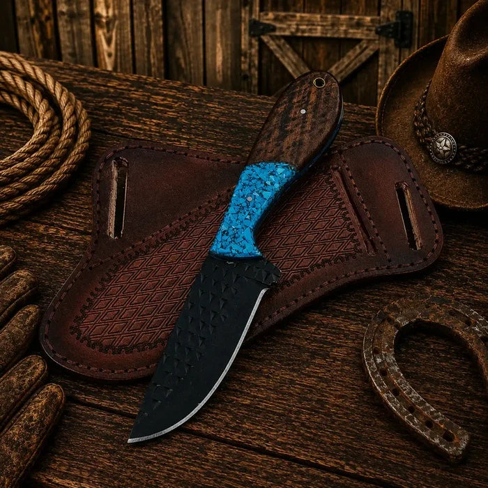 Buckaroo Knife with Turquoise Inlay – The Perfect Blend of Functionality and Artistry - RFE Marketing Ventures