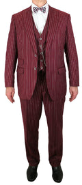 Bullock Striped Suit - Burgundy