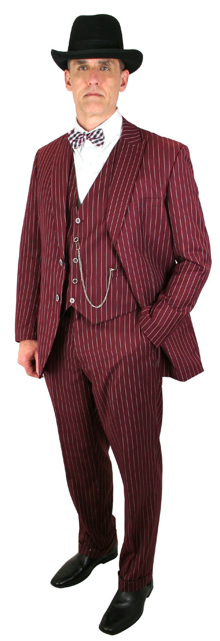 Bullock Striped Suit - Burgundy