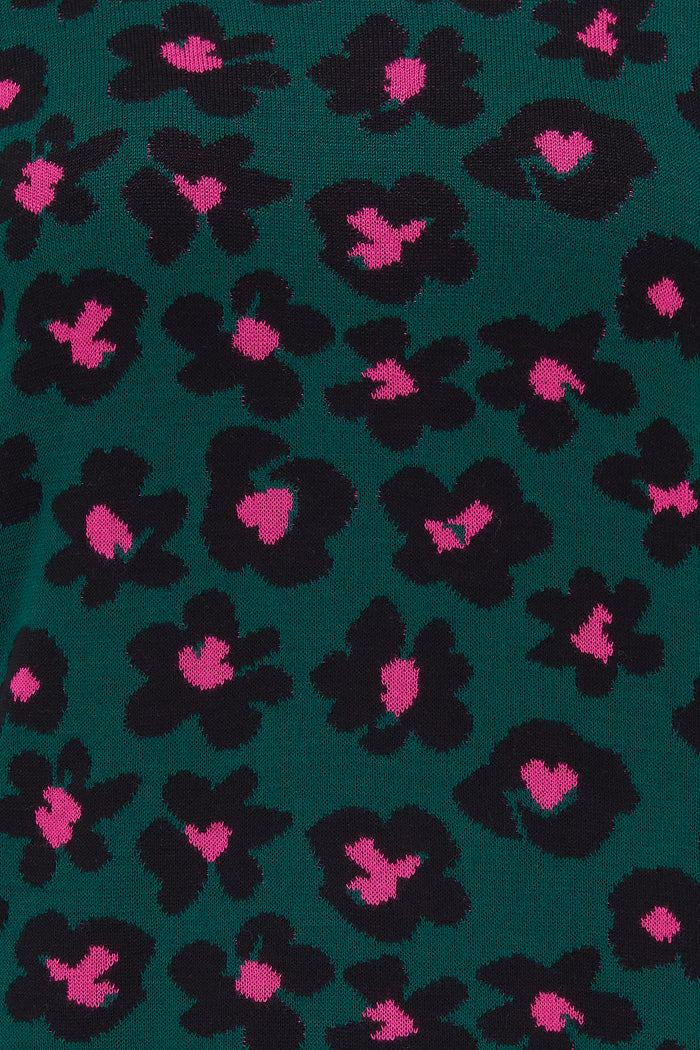 Callie Jumper- Dark Green, Floral Animal