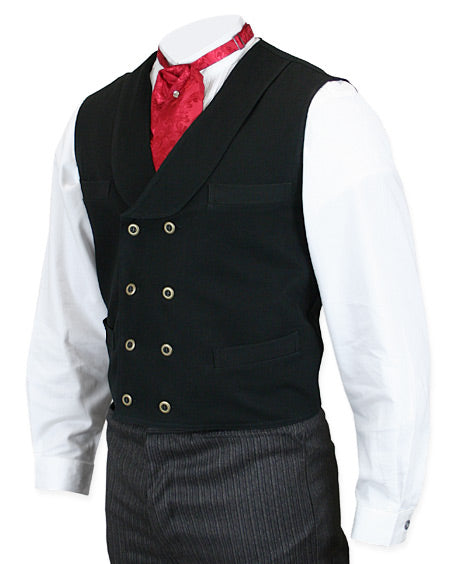 Canvas Double Breasted Vest - Black
