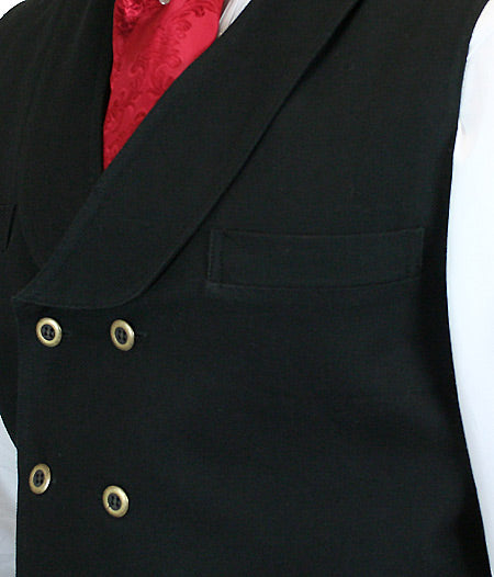 Canvas Double Breasted Vest - Black