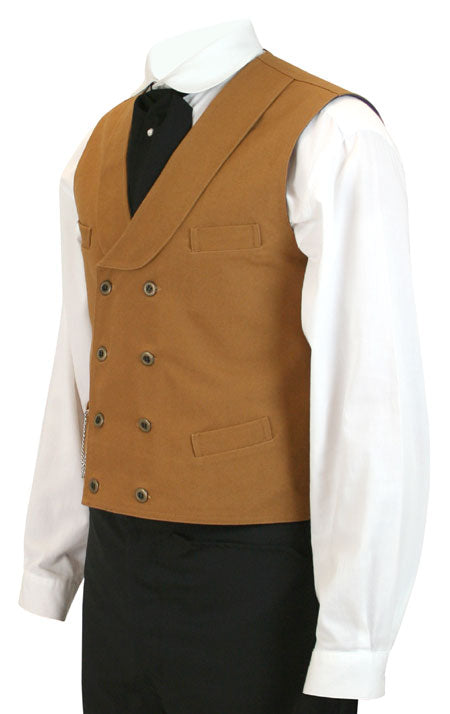 Canvas Double Breasted Vest - Brown