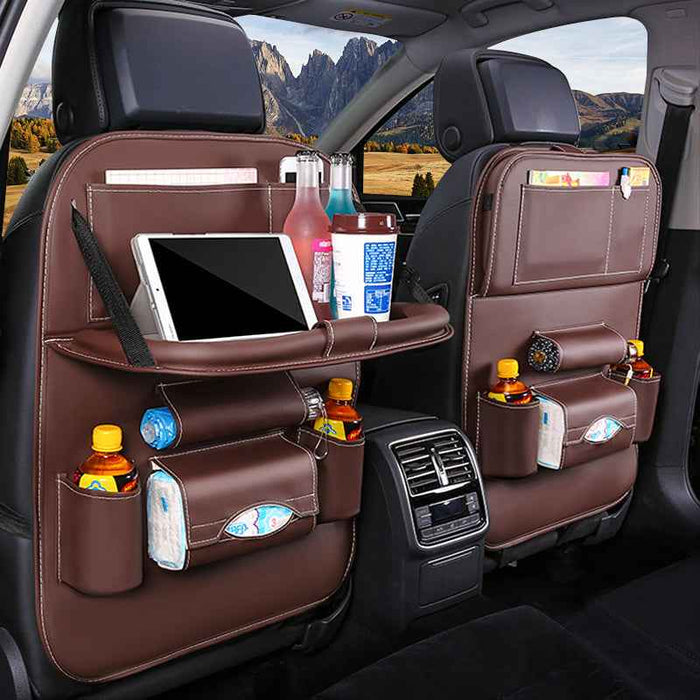 Car Back Seat Organizer Storage Bag with Foldable Table