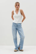 CASEY SLEEVELESS BUTTON TOP (CREAM)